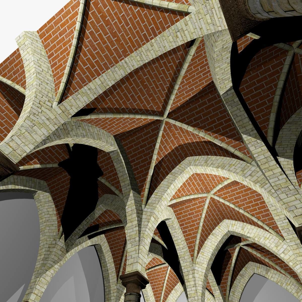 Vaulting 4-5 Renaissance 750cm spcd thick arches and thick curbs Low-poly 3D model_2