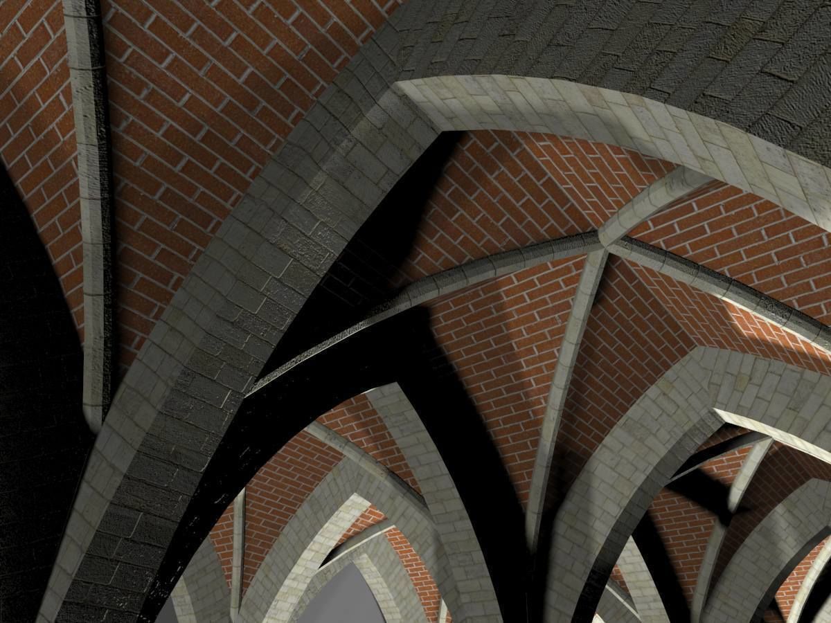 Vaulting 4-5 Renaissance 750cm spcd thick arches and thick curbs Low-poly 3D model_8