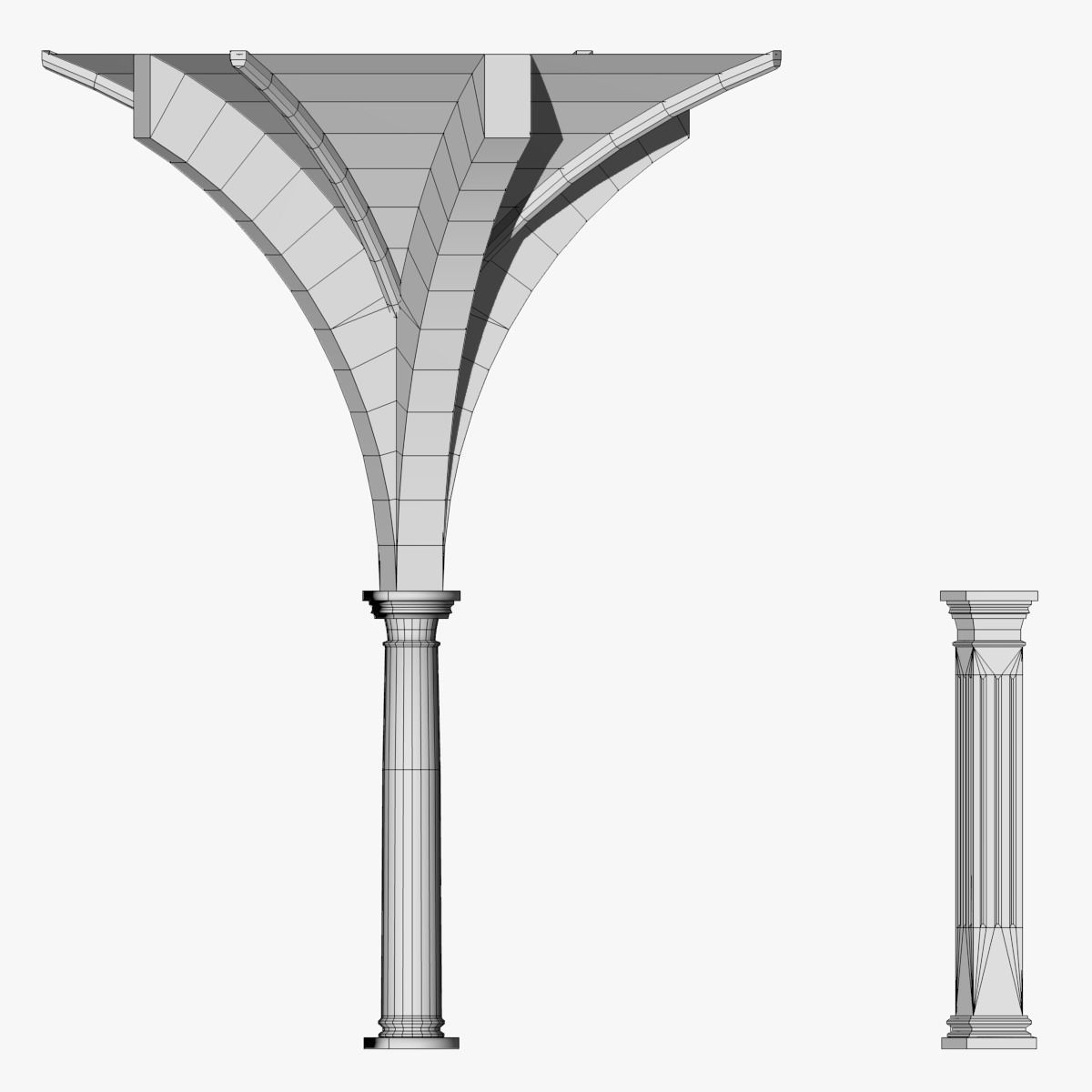 Vaulting 4-5 Renaissance 750cm spcd thick arches and thick curbs Low-poly 3D model_3