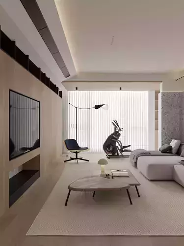 Log-style living room 3D model 5