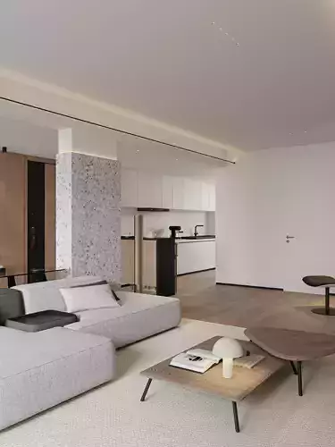 Log-style living room 3D model 6