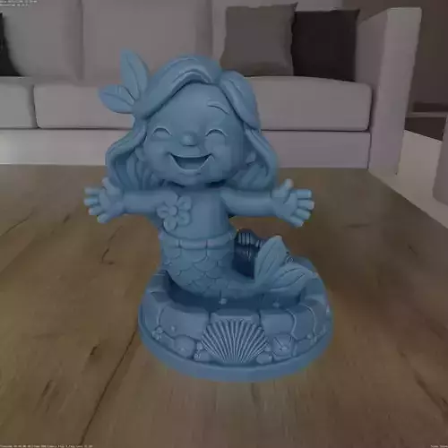 Cute Mermaid Hug 3D Printable STL Model