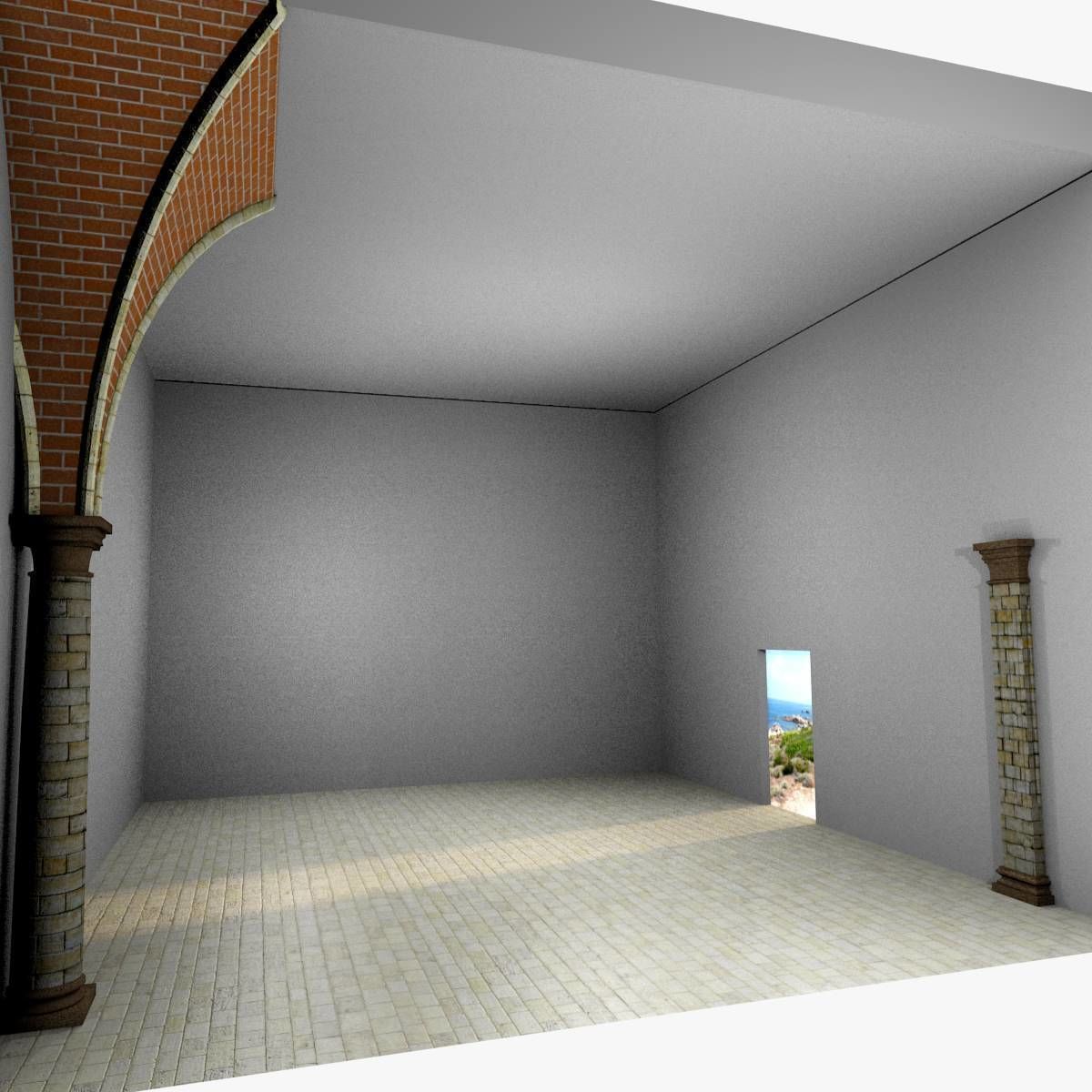 Vaulting 5-1 Gothic 500cm spaced with thick curbs Low-poly 3D model_4