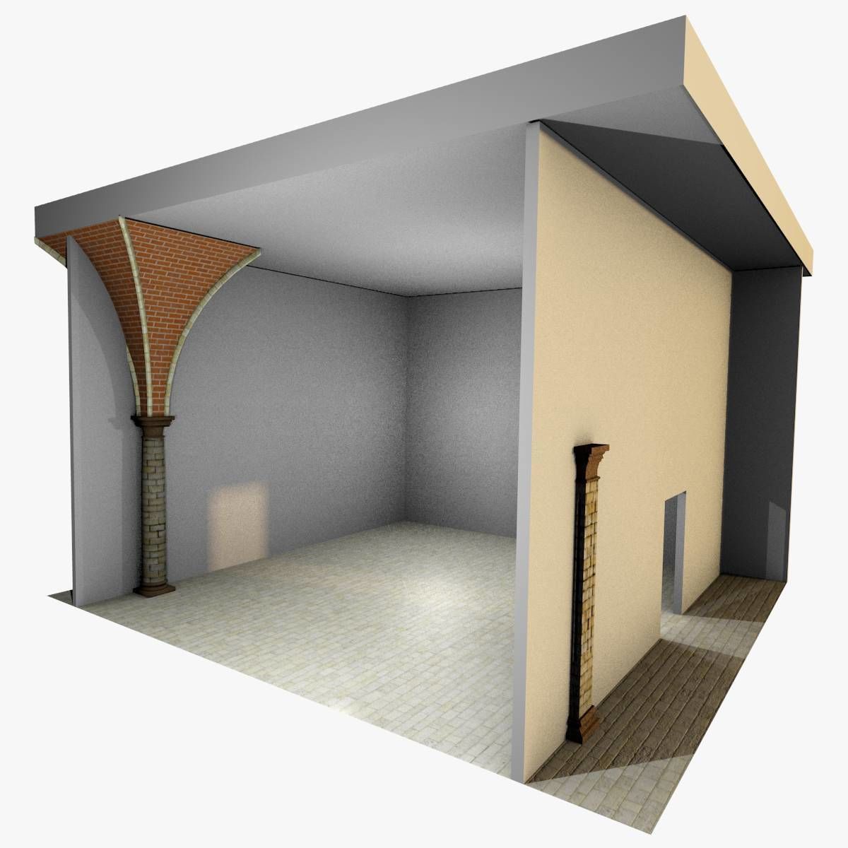 Vaulting 5-1 Gothic 500cm spaced with thick curbs Low-poly 3D model_5