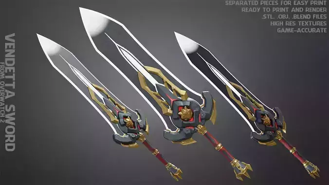 Overwatch 2 Vendetta Sword for Cosplay 