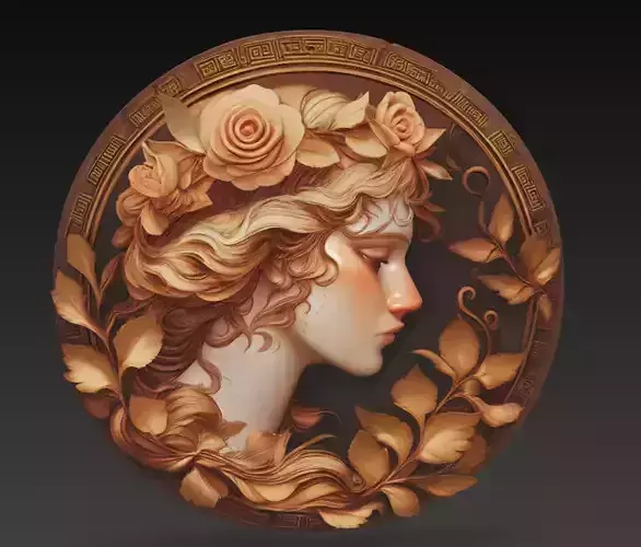 Renaissance Medallion Lady - Classical Relief Sculpture 3D Model