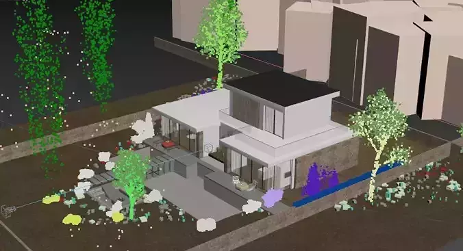 Exterior Villa Scene 3d 3D model 4