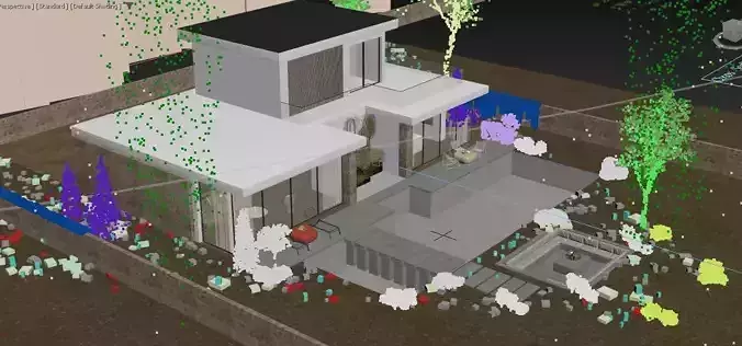 Exterior Villa Scene 3d 3D model 5