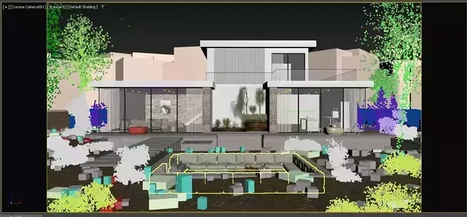 Exterior Villa Scene 3d 3D model 2