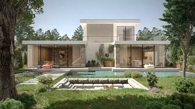 Exterior Villa Scene 3d