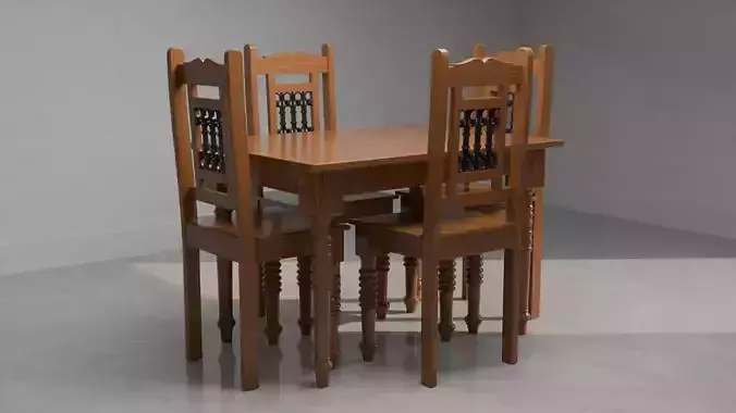 Classic Wooden Dining Table Set -4 Chairs High-Quality