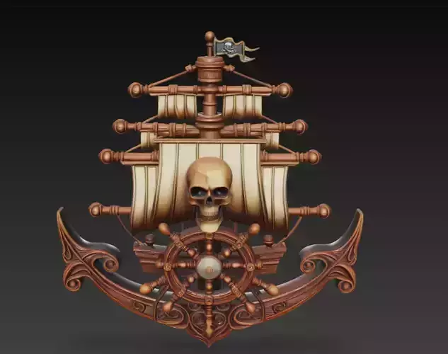 Pirate Skull Ship - Nautical Fantasy Sculpture 3D Model