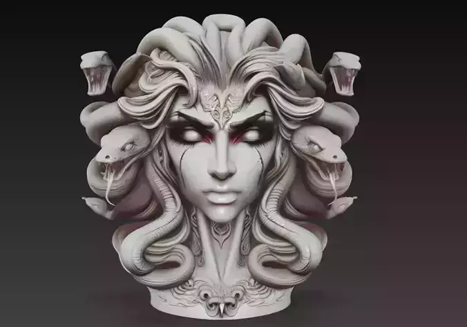 Medusa Bust - Mythological Gorgon Sculpture 3D Model