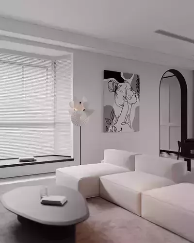 Modern style living room 3D model 7