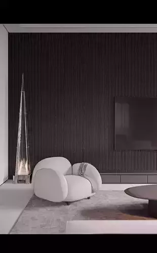 Modern style living room 3D model 4