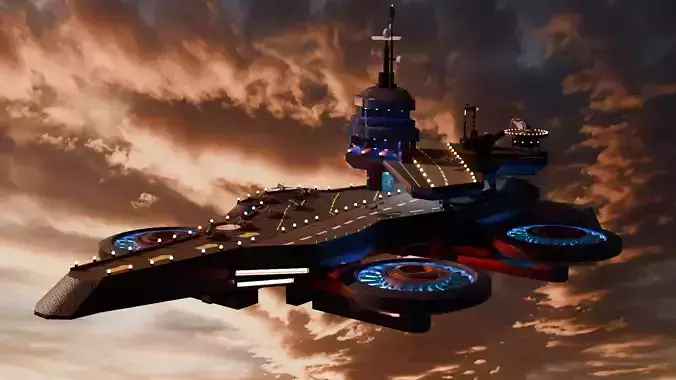 Futuristic Aircraft Carrier Free low-poly 3D model