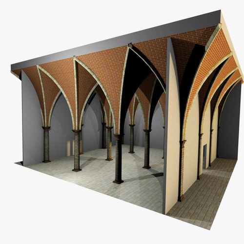 Vaulting 5-3   Gothic   750cm spaced   with thick curbs Low-poly 3D model
