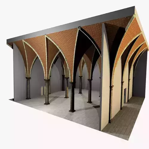Vaulting 5-3   Gothic   750cm spaced   with thick curbs Low-poly 3D model