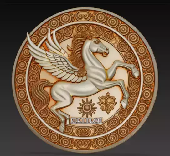 Pegasus Relief - Mythical Winged Horse Decorative 3D Model