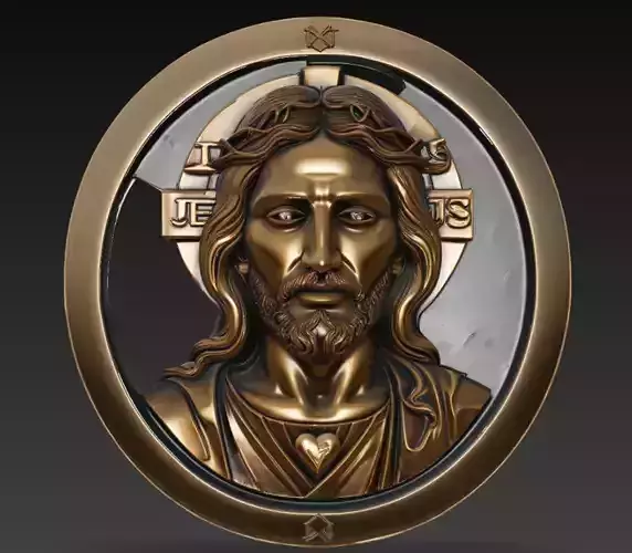 Jesus Christ Relief - Sacred Bronze Icon 3D Model