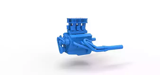 Engine of Vintage Supermodified stock car V3 Scale 1 to 25