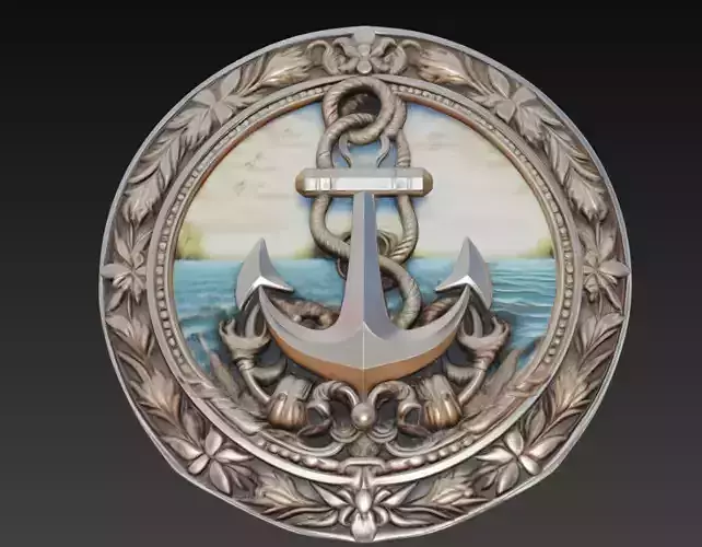 Classic Anchor Relief - Ornamental Maritime Medallion 3D Model