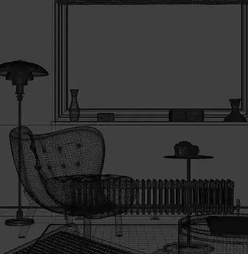 Modern style living room 3D model 6