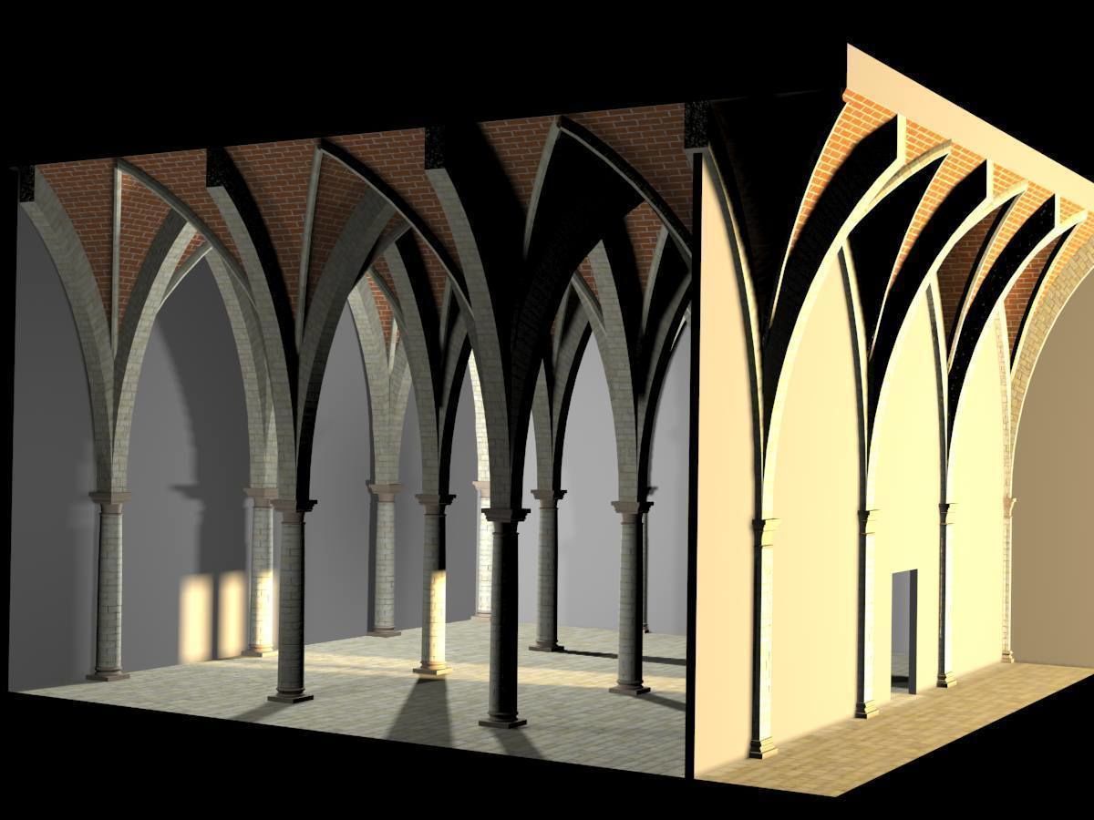 Vaulting 5-4 Gothic 750m spcd with thin arches and thick curbs Low-poly 3D model_6