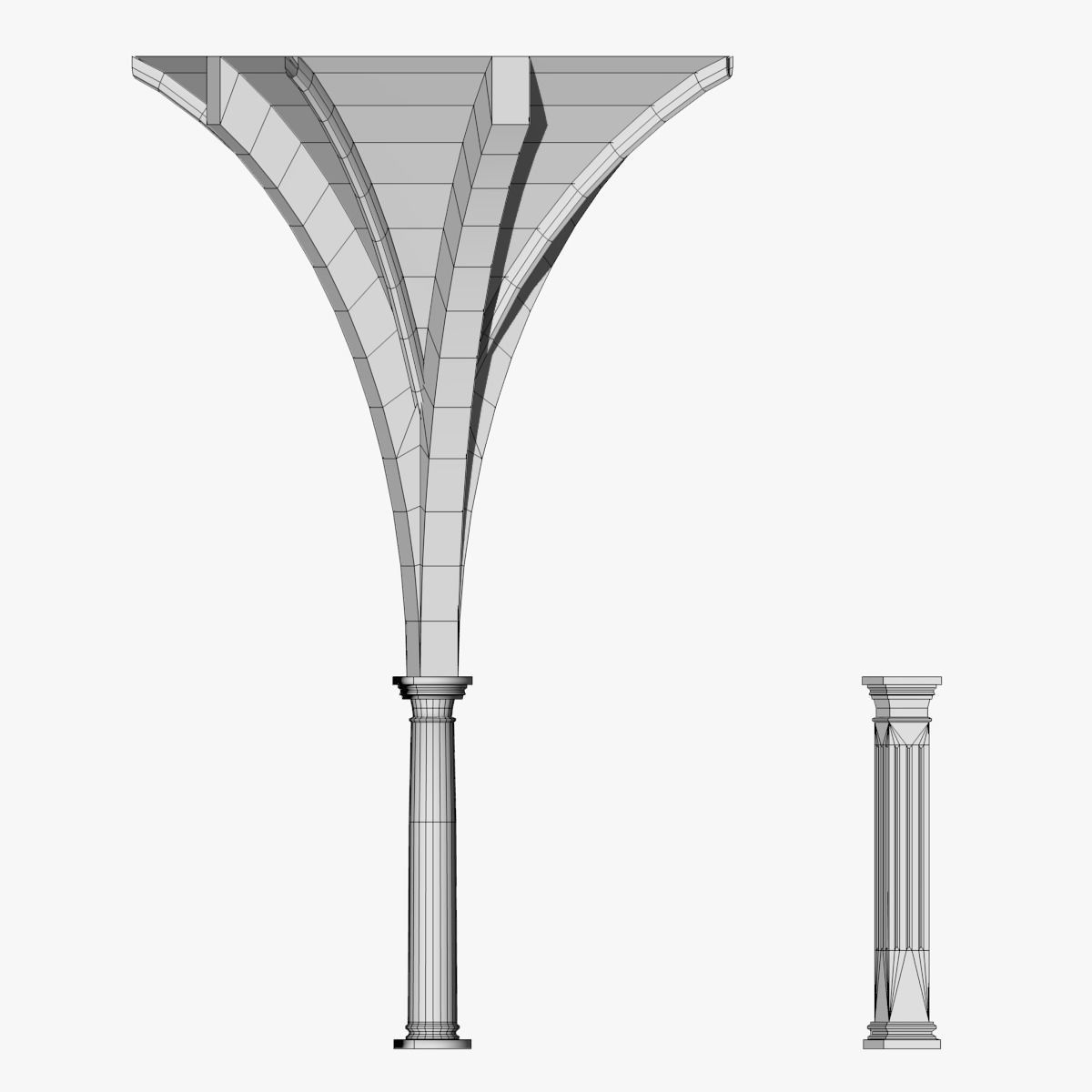 Vaulting 5-4 Gothic 750m spcd with thin arches and thick curbs Low-poly 3D model_3