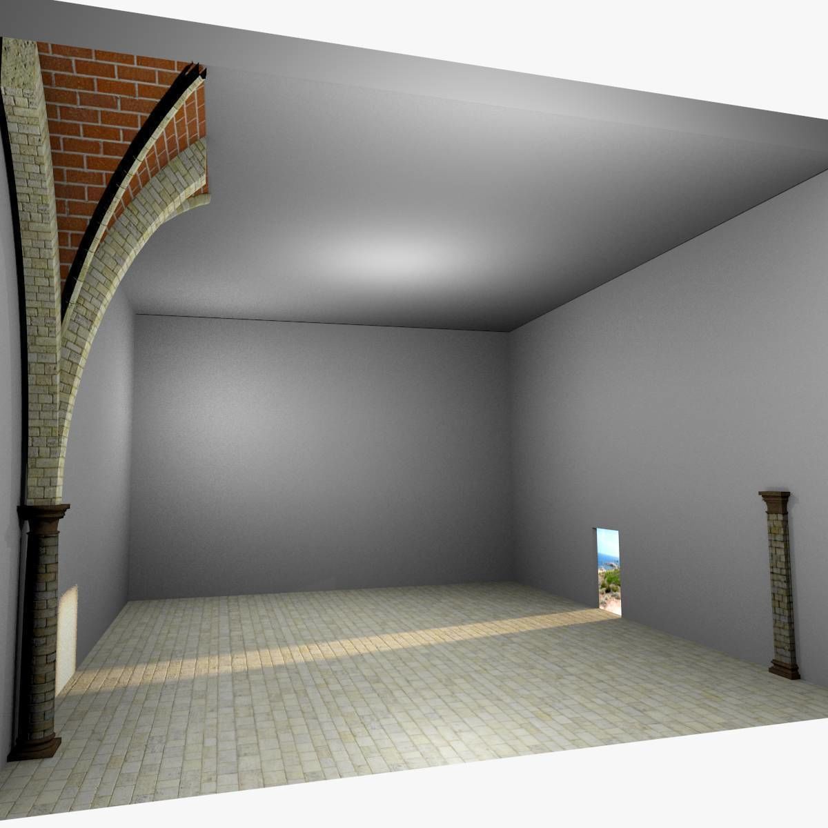 Vaulting 5-4 Gothic 750m spcd with thin arches and thick curbs Low-poly 3D model_5