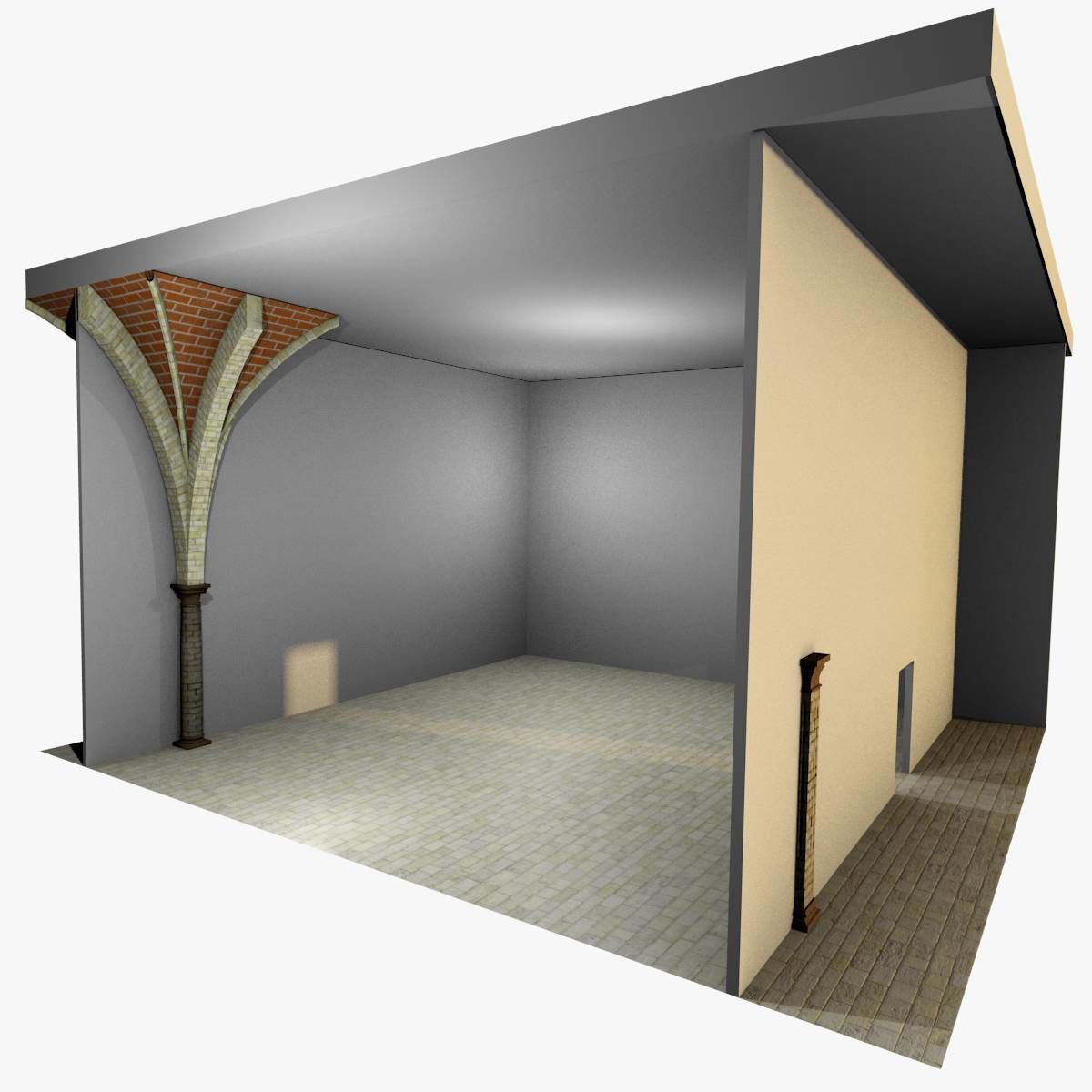 Vaulting 5-4 Gothic 750m spcd with thin arches and thick curbs Low-poly 3D model_4