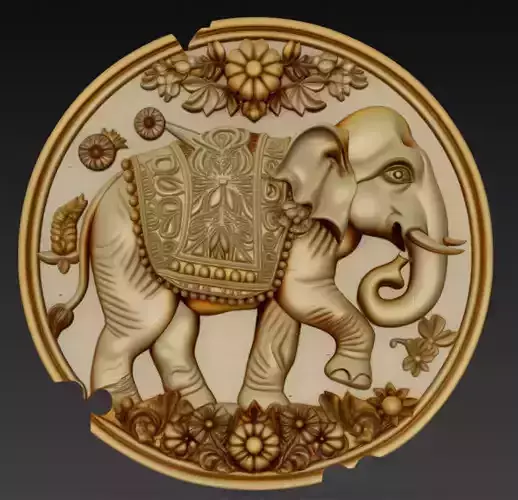 Royal Elephant Relief - Ornamental Decorative 3D Model