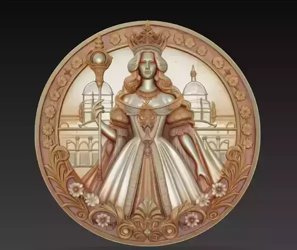 Baroque Queen Relief - Royal Decorative Wall Art 3D Model