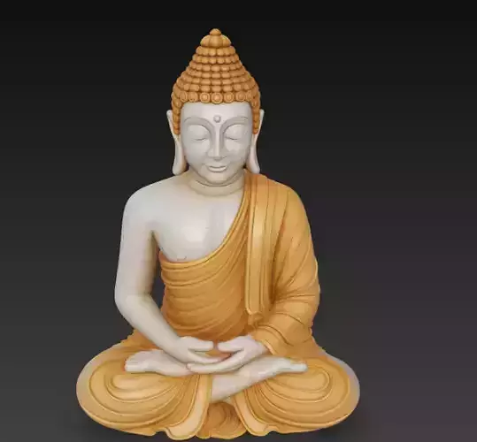 Seated Buddha Statue - Enlightened Meditation Sculpture 3D Model