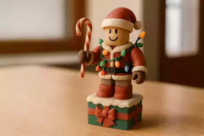 Roblox Christmas Santa Figurine - Cute Holiday Toy Model
