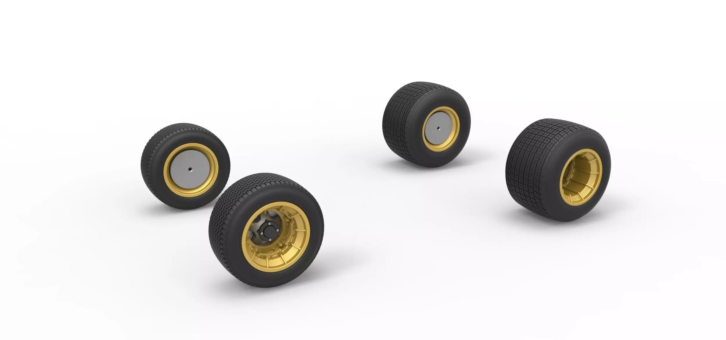 Wheel Set of Vintage Dirt Supermodified stock car Scale 1 to 25 3D print model