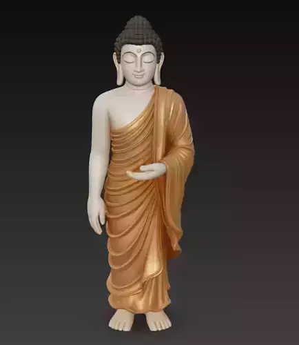 Standing Buddha Statue - Peaceful Spiritual Sculpture 3D Model