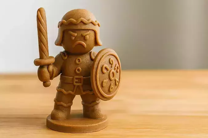 Gingerbread Warrior Figurine - Cute Fantasy Cookie Soldier