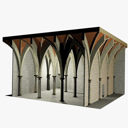 Vaulting 5-5   Gothic  750cm spcd   thick arches and thick curbs Low-poly 3D model