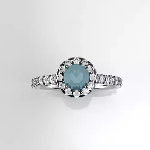 Round Shape Halo Ring -  50 points - 1-5mm round Fishtail