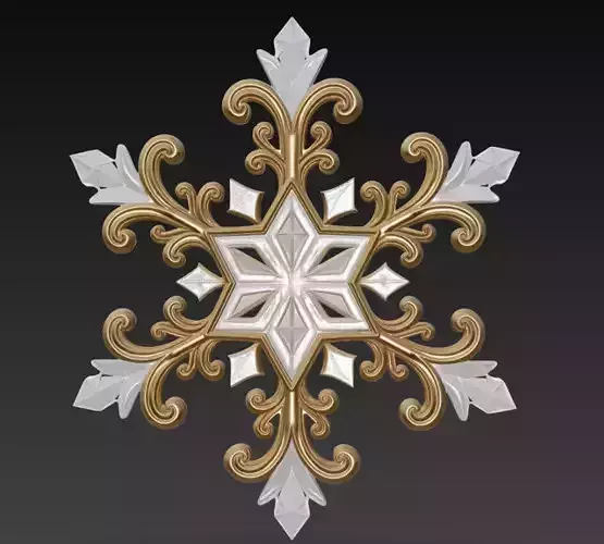 Golden Crystal Snowflake - Ornamental Christmas Sculpture 