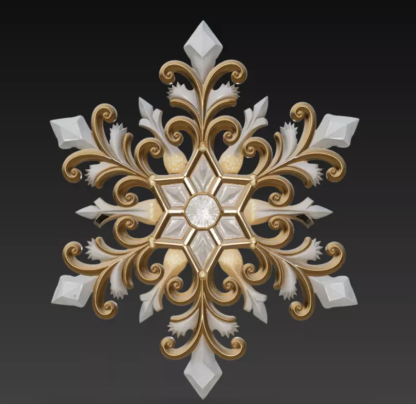 Baroque Snowflake Ornament - Luxurious Christmas Decoration 3D print model