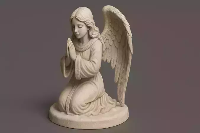 Praying Angel Statue - Detailed 3D Sculpture