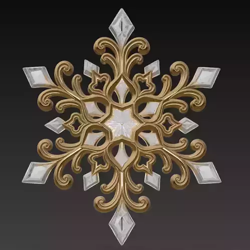 Royal Snowflake Ornament - Elegant Christmas Sculpture 3D Model
