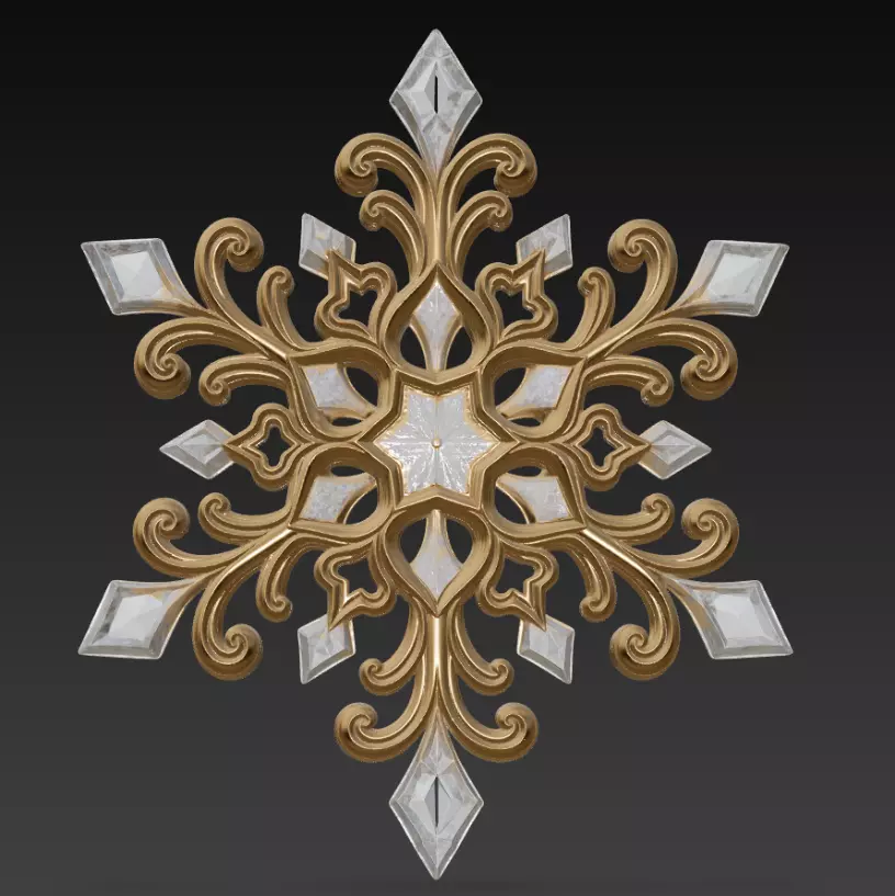 Royal Snowflake Ornament - Elegant Christmas Sculpture 3D Model 3D print model
