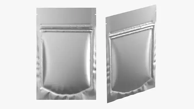 Realistic Silver Foil Liquid Sachet Zipper Pouch Mockup 05