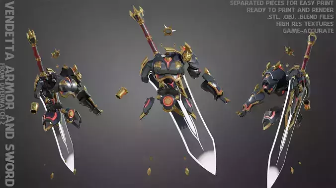 Overwatch 2 Vendetta Armor and Sword for Cosplay 