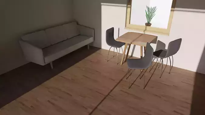 Simple Modern fabric metal wood chair PBR