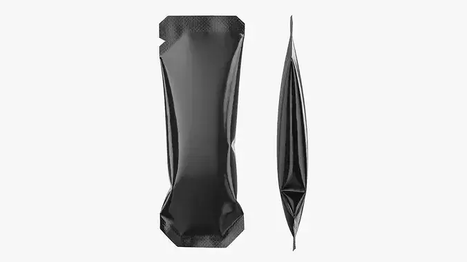 Realistic Glossy Black Shaped Stick Sachet Mockup 08