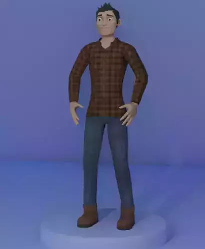 Stylized Man Character Puppet Game Ready Low Poly